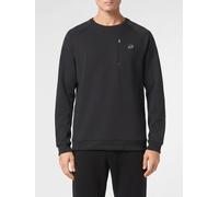 Plein Sport Cotton Crewneck Sweatshirt with Zip Pockets and Logo Print - Size: S - male