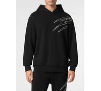Plein Sport Cotton Hoodie with Graphic Print and Hexagon Logo - Size: L - male