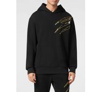 Plein Sport Cotton Hoodie with Graphic Print and Hexagon Logo - Size: XL - male