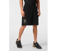 Plein Sport Cotton Jersey Jogging Shorts with Printed Logo and Drawstring Waist - Size: XS - male