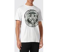 Plein Sport Cotton T-Shirt with Graphic Print and Contrasting Logo - Size: XS - male