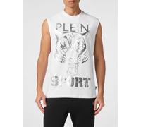 Plein Sport Cotton Tank Top with Contrasting Graphic Logo Print - Size: 4XL - male