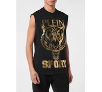 Plein Sport Cotton Tank Top with Contrasting Graphic Logo Print - Size: S - male