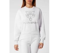 Plein Sport Crewneck Jumper in Jersey with Dropped Shoulders and Glitter Logo - Size: L - female