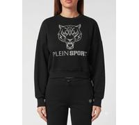 Plein Sport Crewneck Jumper in Jersey with Dropped Shoulders and Glitter Logo - Size: L - female