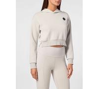 Plein Sport Cropped Hooded Jersey Sweatshirt with Contrasting Logo - Size: M - female