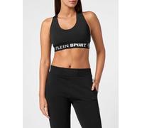 Plein Sport Cropped Sports Top in Technical Fabric with Criss-Cross Straps - Size: XL - female