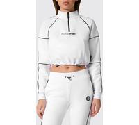 Plein Sport Cropped Zip-Up Jersey Sweatshirt with Funnel Neck - Size: XL - female