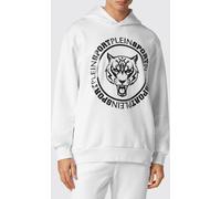 Plein Sport Graphic Print Cotton Hoodie with Dropped Shoulders - Size: S - male