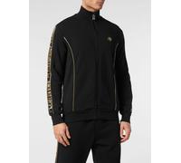 Plein Sport High Neck Zip-Up Jersey Sweatshirt with Back Logo - Size: XS - male