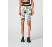 Plein Sport High-Waisted Tech Fabric Sports Shorts with Graphic Print - Size: M - female