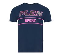 Plein Sport Mens Block Pink Logo Navy Blue T-Shirt Cotton - Size Medium
