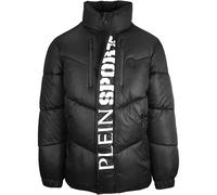Plein Sport Mens Bold Vertical Logo Shiny Padded Black Jacket - Size Large