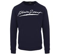 Plein Sport Mens Large Signature Logo Navy Blue Sweatshirt Cotton - Size Medium