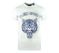 Plein Sport Mens Large Stencil Tiger Logo White T-Shirt Cotton - Size Medium