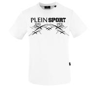 Plein Sport Mens Large Tiger Scratch Logo White T-Shirt Cotton - Size X-Large