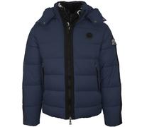 Plein Sport Mens Padded Small Circular Logo Navy Blue Jacket - Size Large