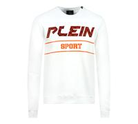 Plein Sport Mens Philipp Orange Bold Logo White Jumper Cotton - Size Large