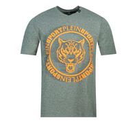 Plein Sport Mens Scribble Layer Logo Grey T-Shirt Cotton - Size Medium