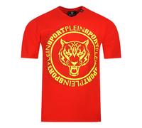 Plein Sport Mens Scribble Layer Logo Red T-Shirt Cotton - Size Small