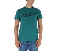 Plein Sport Mens Signature Logo Tee Short Sleeve - Dark Green Cotton - Size Medium
