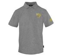 Plein Sport Mens Small Tiger Scratch Logo Grey Polo Shirt Cotton - Size Large