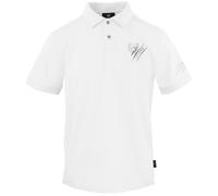Plein Sport Mens Small Tiger Scratch Logo White Polo Shirt Cotton - Size Large
