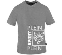 Plein Sport Mens Square Branded Logo Grey T-Shirt Cotton - Size Medium