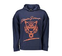 Plein Sport Mens Tiger Graphic Hoodie Sweatshirt - Dark Blue Cotton - Size X-Large