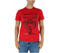 Plein Sport Mens Tiger Head Graphic Tee - Red Cotton - Size Small