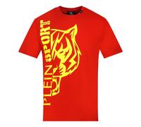 Plein Sport Mens Tiger Side Logo Red T-Shirt Cotton - Size X-Large