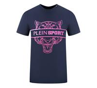 Plein Sport Mens Tigerhead Bold Logo Navy Blue T-Shirt Cotton - Size Medium
