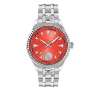 Plein Sport Men's Watch Analogue Quartz Lineman, Silver/Orange/Steel - Ps5ba0724, Bracelet