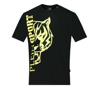Plein Sport Mens Yellow Bold Split Logo Black T-Shirt Cotton - Size Small