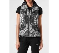 Plein Sport Padded Nylon Gilet with Hood and Graphic Print - Size: S - female