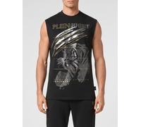 Plein Sport Printed Cotton Tank Top with Rhinestones - Size: 4XL - male