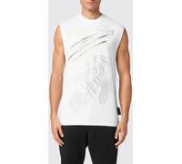 Plein Sport Printed Cotton Tank Top with Rhinestones - Size: L - male