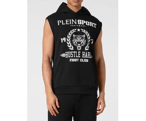Plein Sport Sleeveless Cotton Hoodie with Printed Logo - Size: L - male