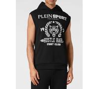 Plein Sport Sleeveless Cotton Hoodie with Printed Logo - Size: M - male