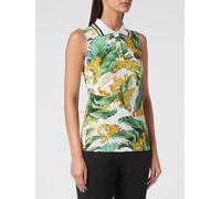 Plein Sport Sleeveless Cotton Polo Shirt with All-Over Baroque Print - Size: S - female