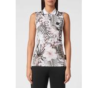 Plein Sport Sleeveless Cotton Polo Shirt with Floral and Tropical Print - Size: M - female