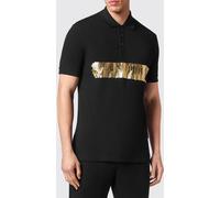 Plein Sport Slim Fit Cotton Polo Shirt with Laminated Hexagon Logo - Size: S - male