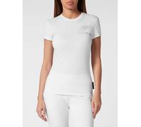 Plein Sport Slim Fit Cotton T-shirt with Contrast Glitter Logo - Size: S - female