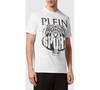 Plein Sport Slim Fit Cotton T-Shirt with Contrast Graphic Print - Size: L - male