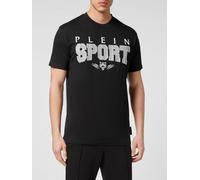 Plein Sport Slim Fit Cotton T-Shirt with Contrast Printed Logo - Size: L - male