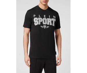 Plein Sport Slim Fit Cotton T-Shirt with Contrast Printed Logo - Size: L - male