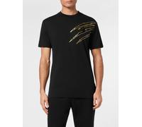 Plein Sport Slim Fit Cotton T-Shirt with Graphic Print and Dropped Shoulders - Size: 3XL - male