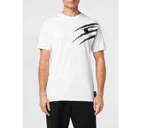 Plein Sport Slim Fit Cotton T-Shirt with Graphic Print and Dropped Shoulders - Size: XL - male