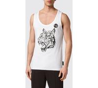Plein Sport Slim Fit Cotton Tank Top with Hexagon Logo Print - Size: 4XL - male