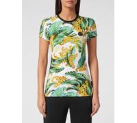 Plein Sport Slim Fit Jersey T-shirt with Baroque and Tropical Print - Size: M - female
